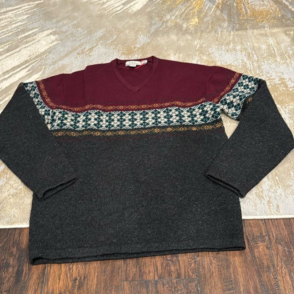 Vintage AKA Mens  Eddie Bauer 100% Lambswool Sweater SZ L EUC made‎ in Hong Kong